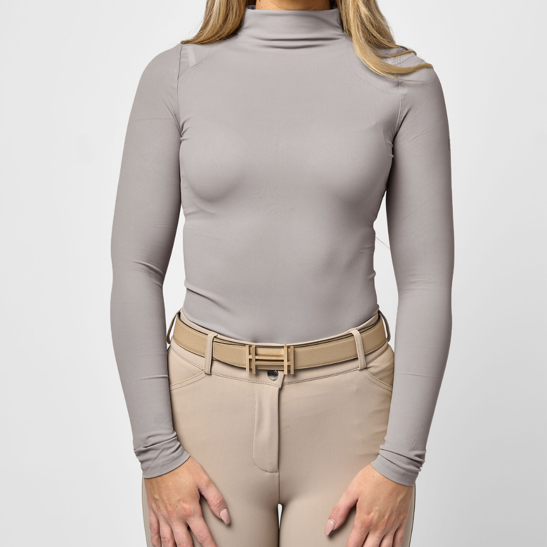 The 'CHLOE' High Collar Technical Top | Silver