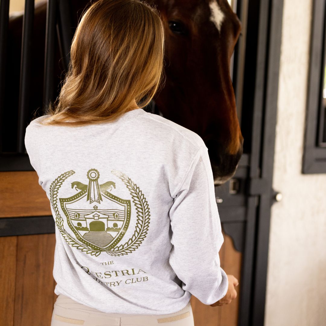 Pull équitation Femme TKEQ The Shop – Gris Rayé Manches Longues – Taille M