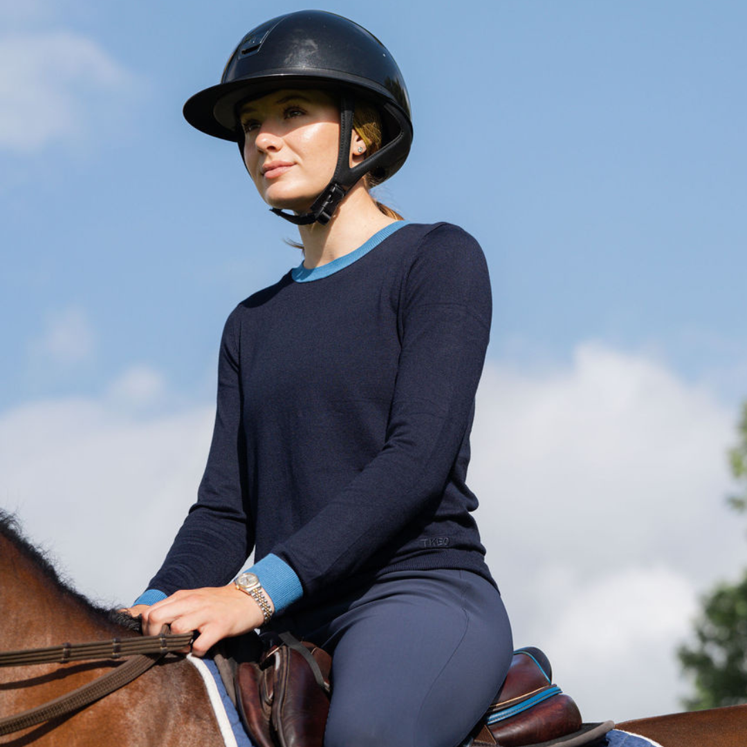 TKEQ ESSENTIAL™: Contrast Crewneck Sweater | Neptune
