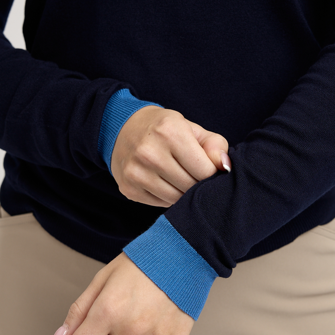 TKEQ ESSENTIAL™: Contrast Crewneck Sweater | Neptune