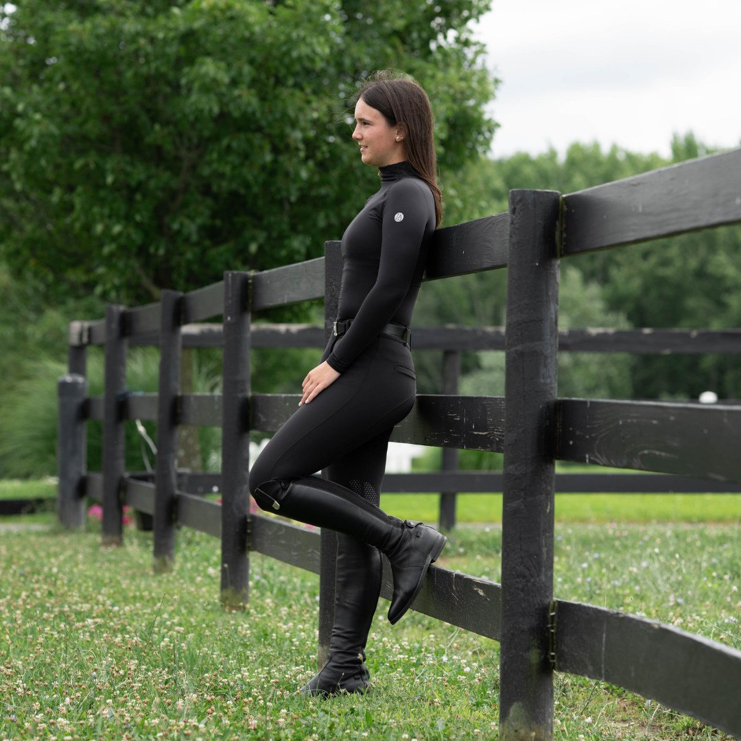The 'CHLOE' High Collar Technical Top | Classic Black
