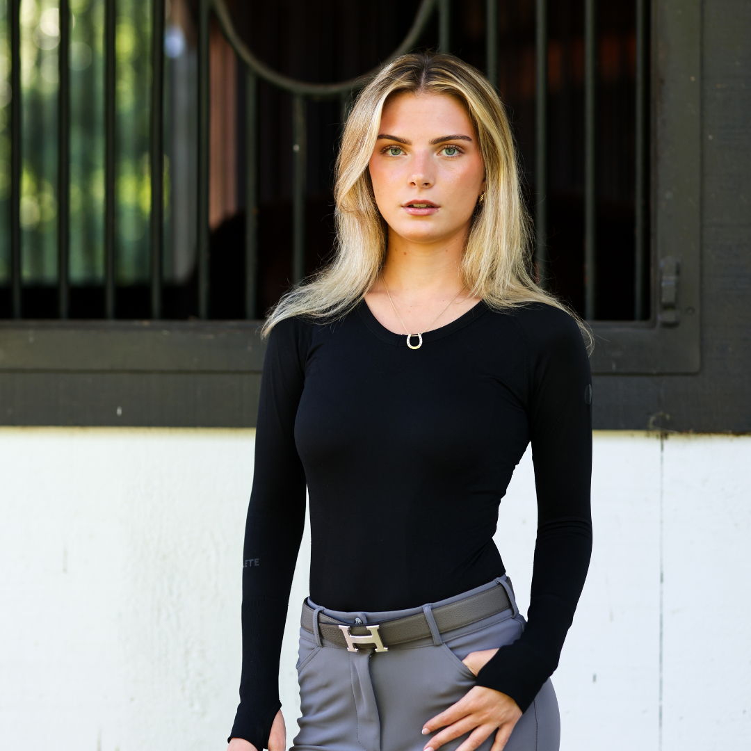 The 'KENNEDY' Seamless 2.0 V Neck Long Sleeve | Classic Black