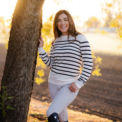 TKEQ ESSENTIAL™: Stripe Crewneck | Classic White